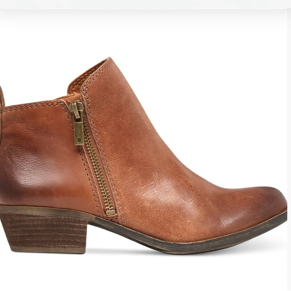 Lucky Brand size 8.5 Basel Toffee Brown Leather Ankle Booties - Picture 2 of 16